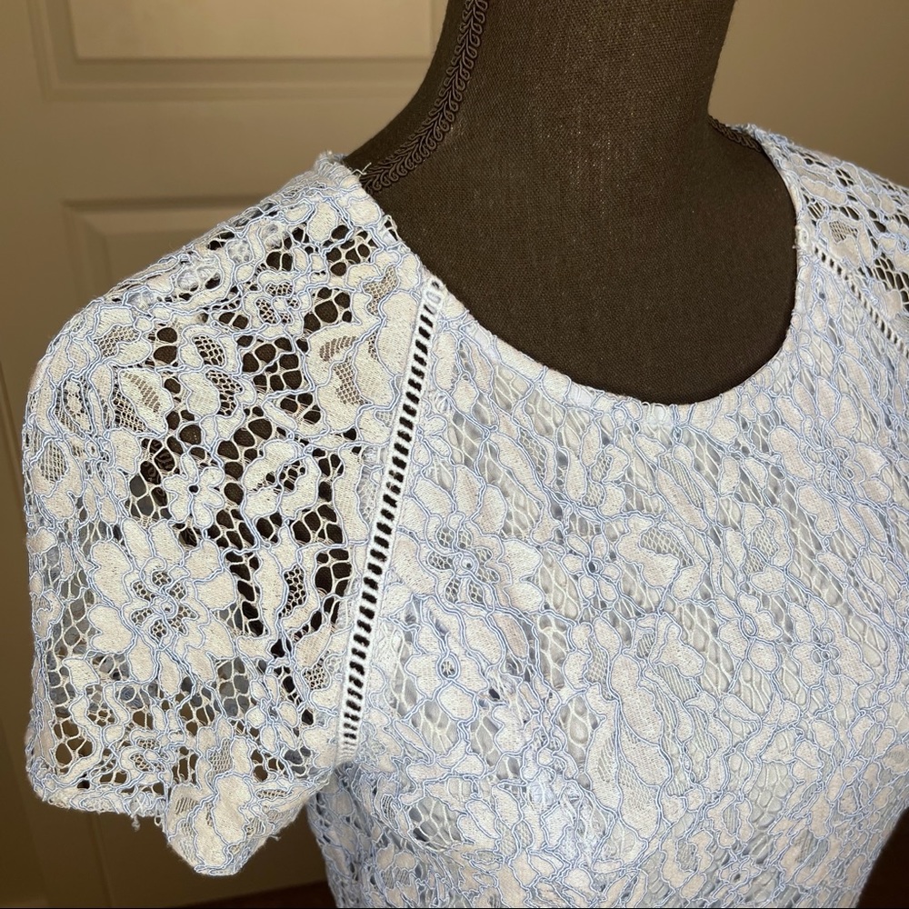 Charles Henry Reglan Sleeve Lace Dress Periwinkle Blue Women's Size Medium - Picture 7 of 8